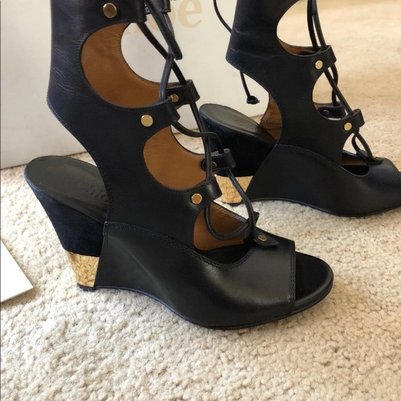 Chloe lace up wedges size 5 - Picture 3 of 8